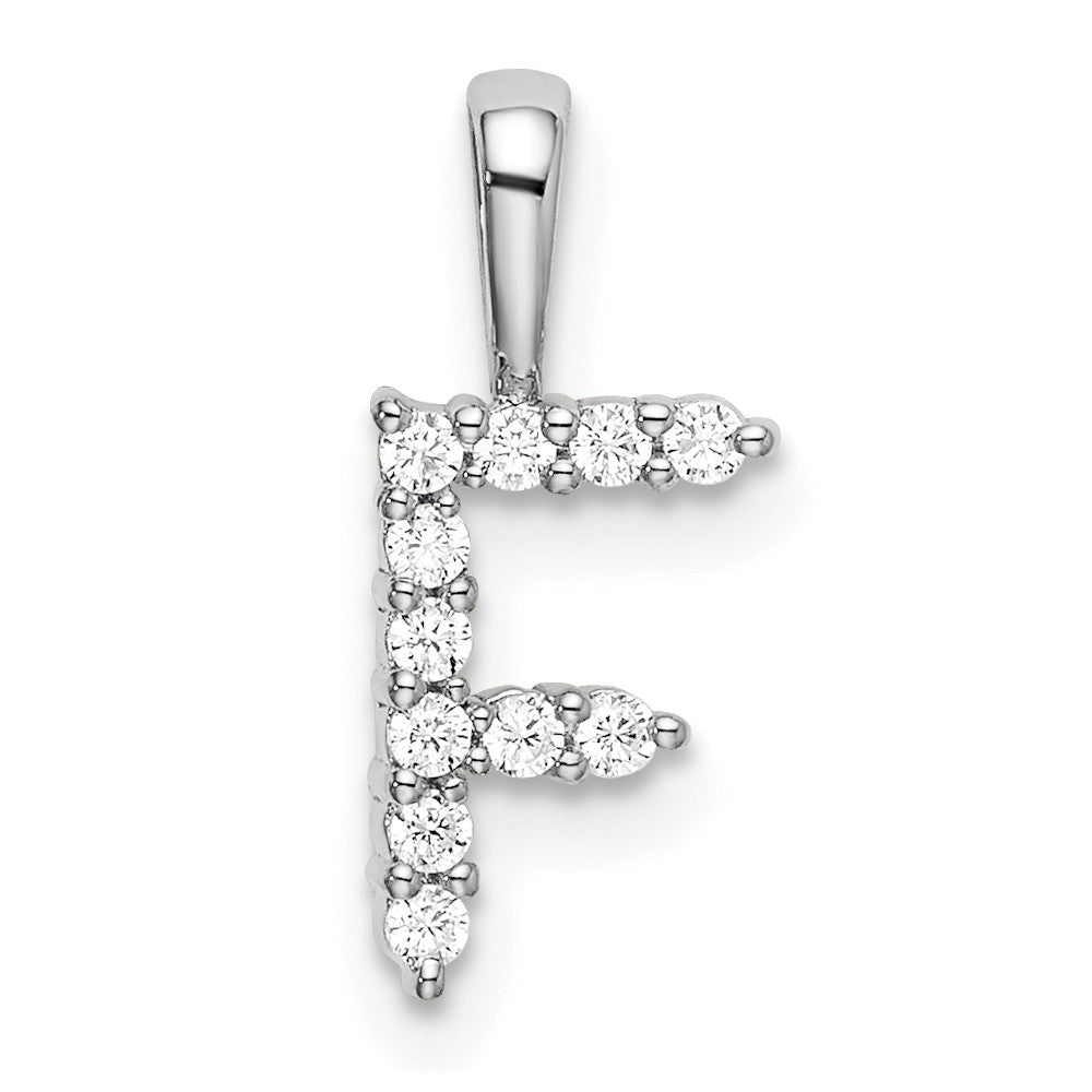 14k White Gold 1/8 carat Lab Grown Diamond VS/SI+ G+ Letter F Initial Pendant