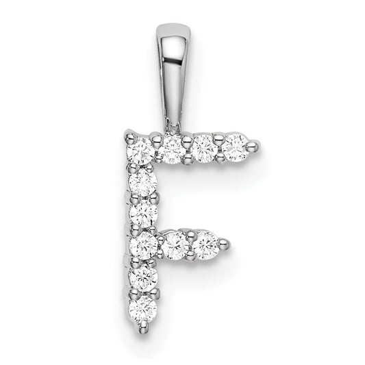 14k White Gold 1/8 carat Lab Grown Diamond VS/SI+ G+ Letter F Initial Pendant
