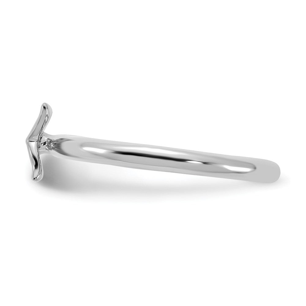 Sterling Silver Stackable Expressions Rhodium-plated Whale Tail Ring