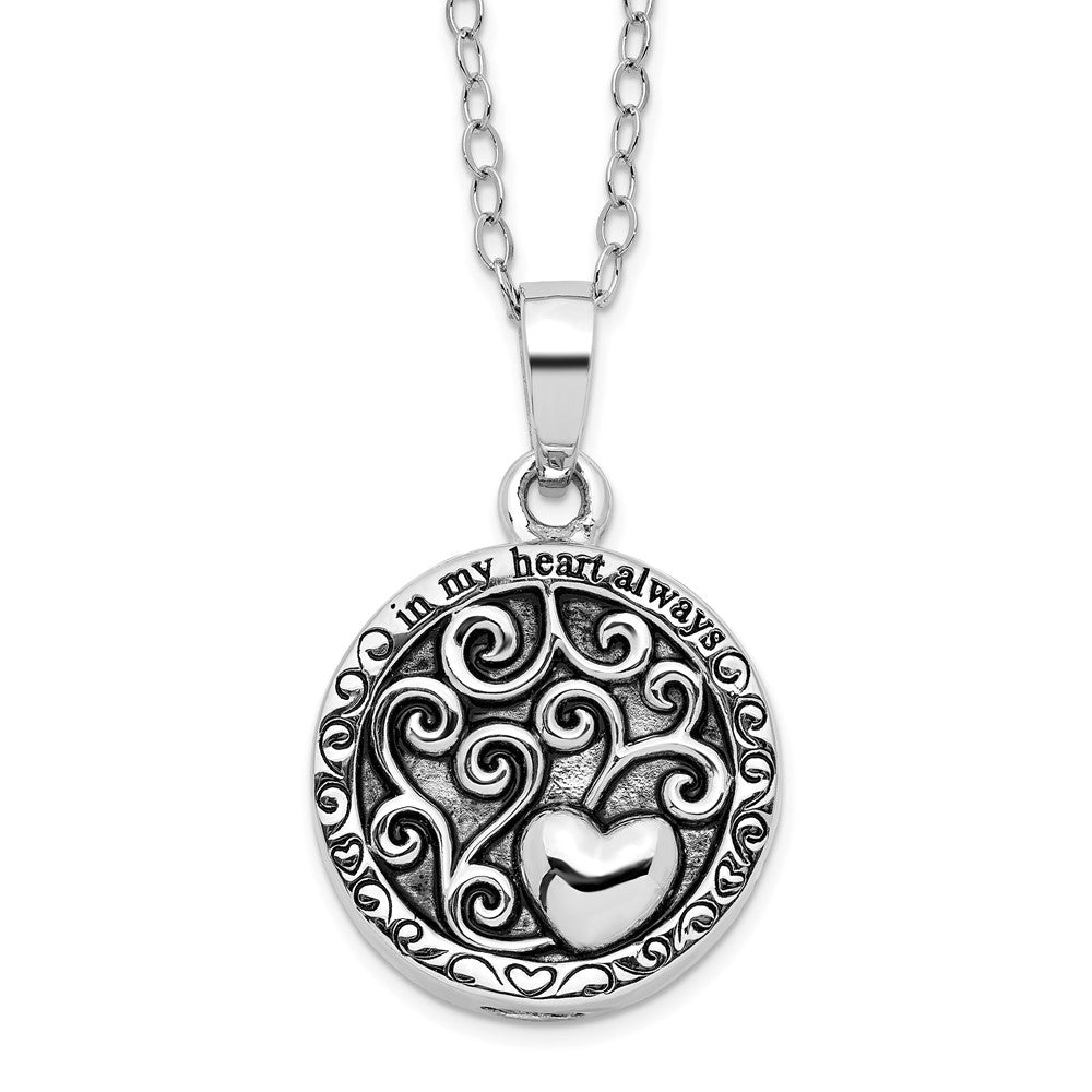 Sentimental Expressions Sterling Silver  Antiqued In My Heart Ash Holder 18 Inch Necklace 18 Inches