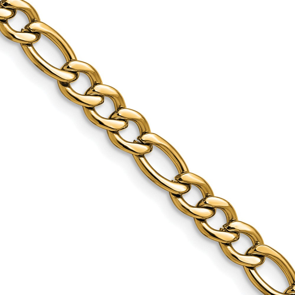 Chisel Stainless Steel Polished Yellow IP-plated 5.3mm 24 inch Figaro Chain