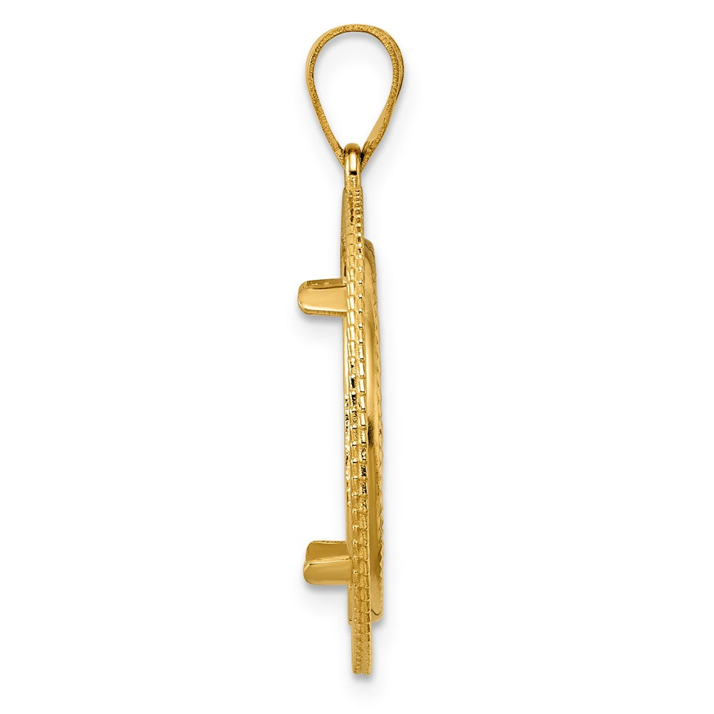 14k Diamond Cut Layered with 18.0mm Prong Coin Bezel Pendant