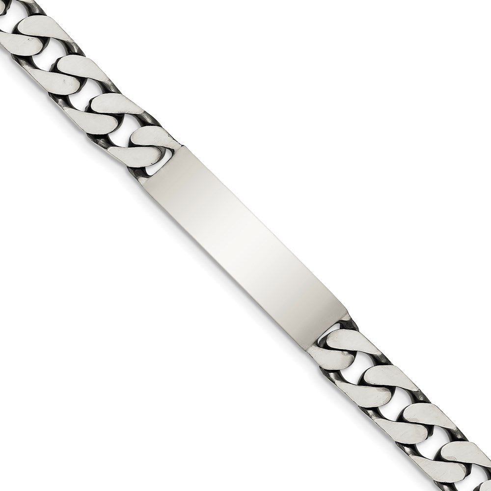 Sterling Silver 7.5inch Engraveable Antiqued Curb Link ID Bracelet 7.5 inches