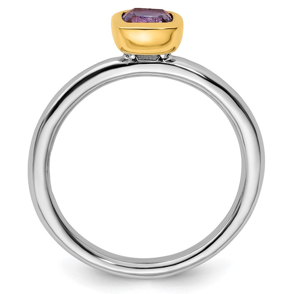Sterling Silver Stackable Expressions w/Gold-plated Amethyst Ring Size -10
