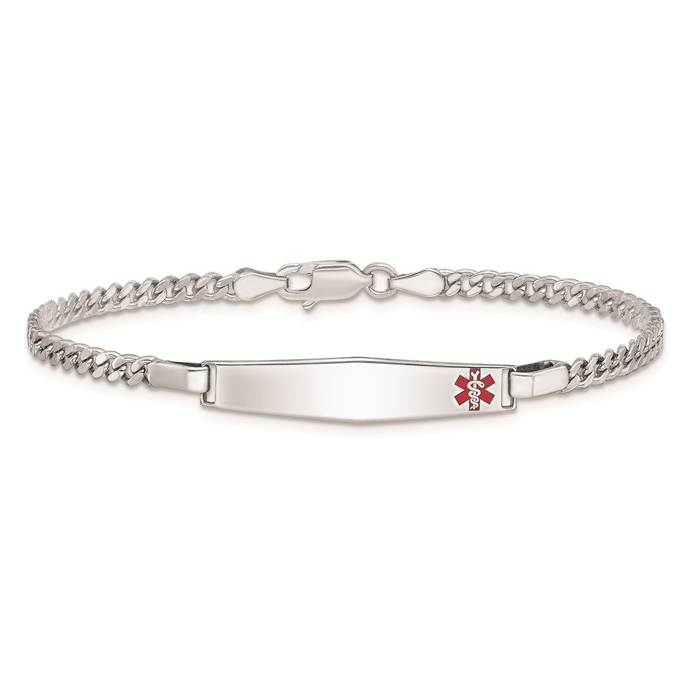 Sterling Silver Rhodium-plated Medical ID Curb Link Bracelet 8 inches