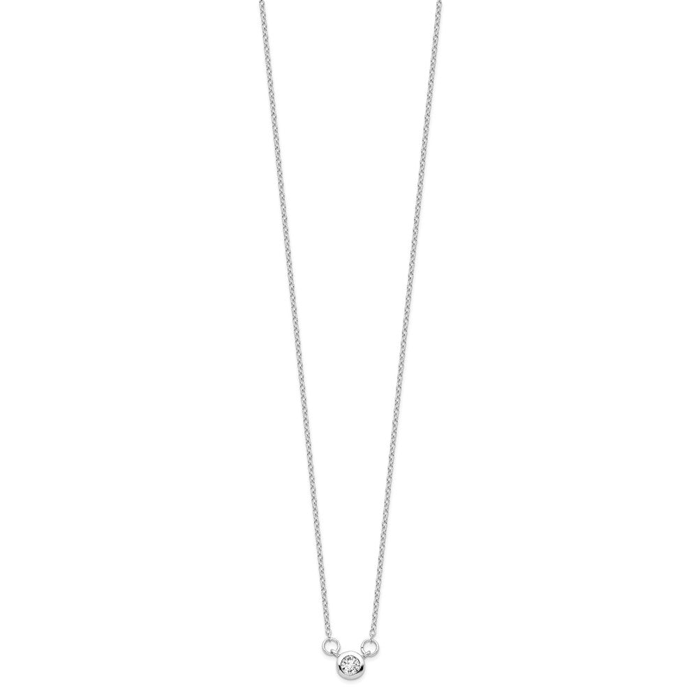 Sterling Silver Rhodium-plated 18in Bezel-set 5mm CZ Necklace 16 Inches