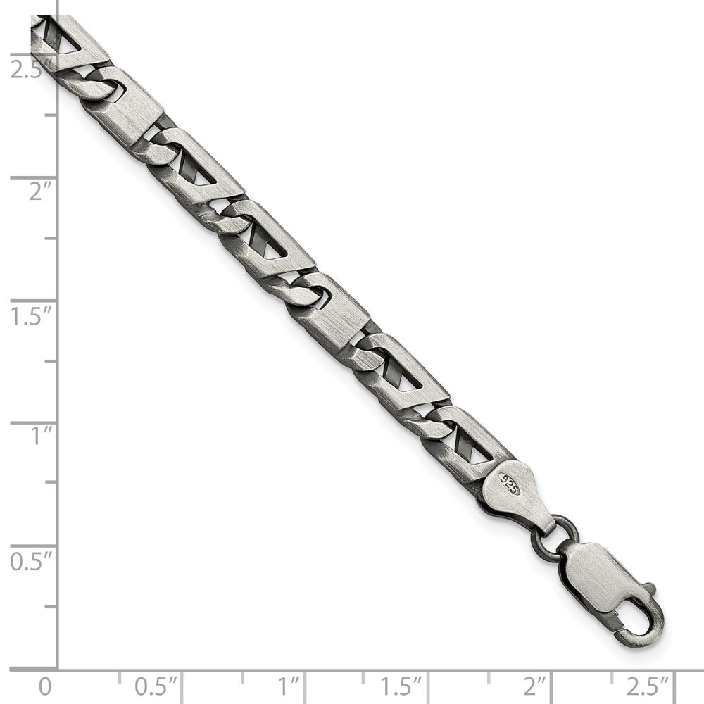 Sterling Silver Antiqued Brushed Link Bracelet 8.25 inches