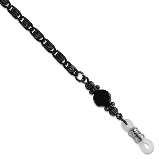 Crystal Bead Eyeglass Holder Black Plated Necklace 30 Inch Chain Chain-Necklace for Women and Men
