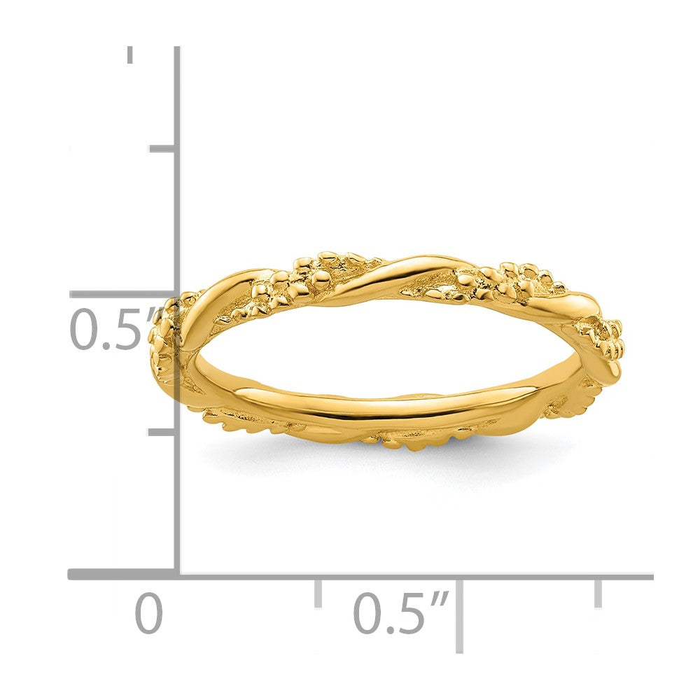 Sterling Silver Stackable Expressions Yellow-plated Twist Ring Size -10