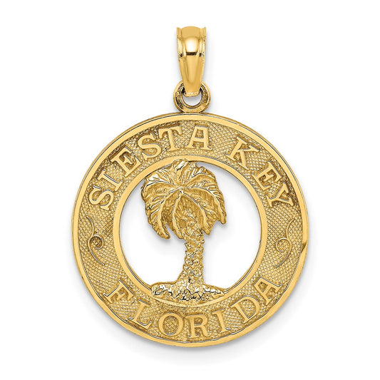 14K SIESTA KEY FLORIDA  w/Palm Tree Circle Charm
