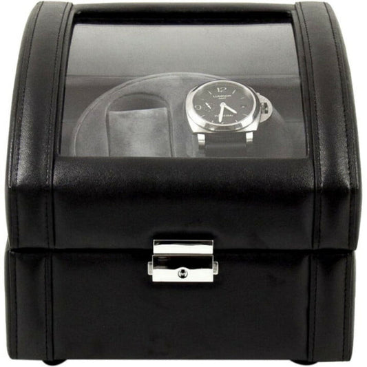 Leather Two Watch Winder - Black Leather - 7.5W x 6.5H in.