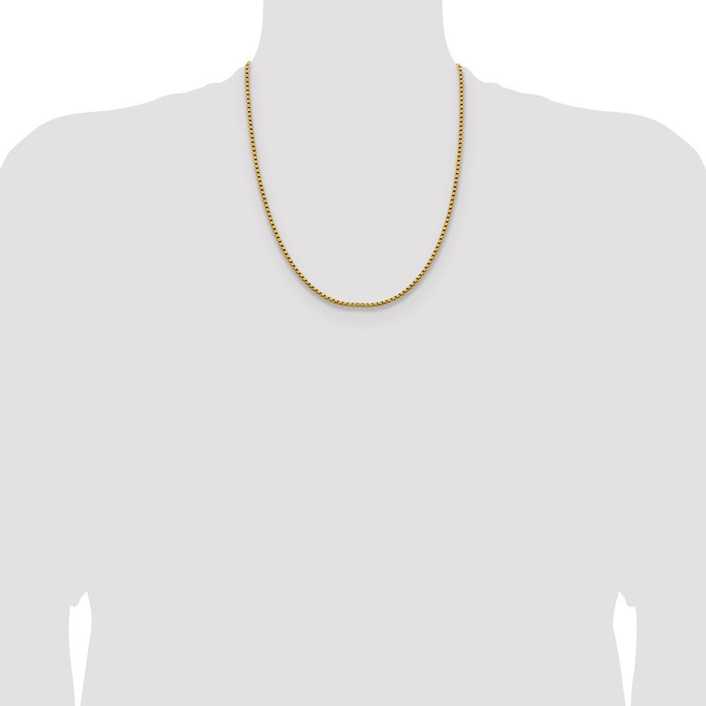 14K 2.4mm Semi-Solid D/C Round Box Chain