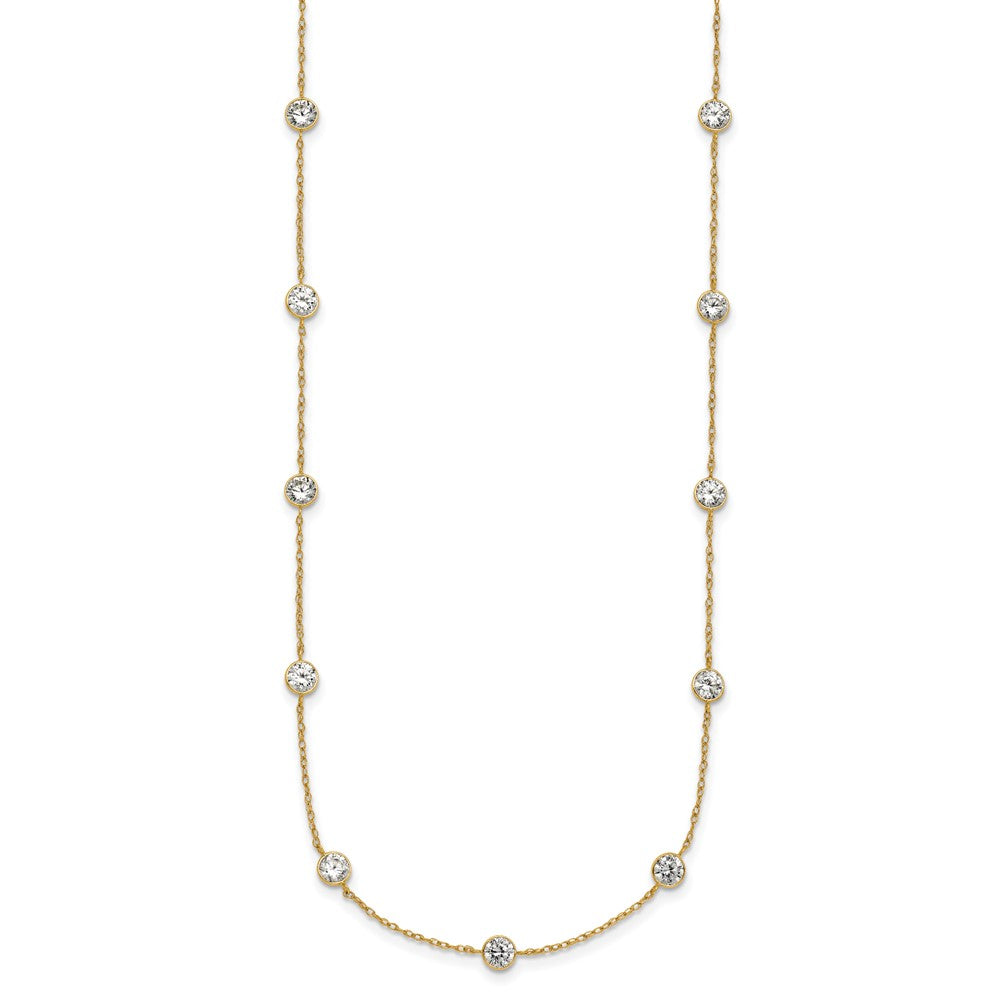 10k Polished Bezel-set Round CZ 9-Station 17.5 inch Necklace