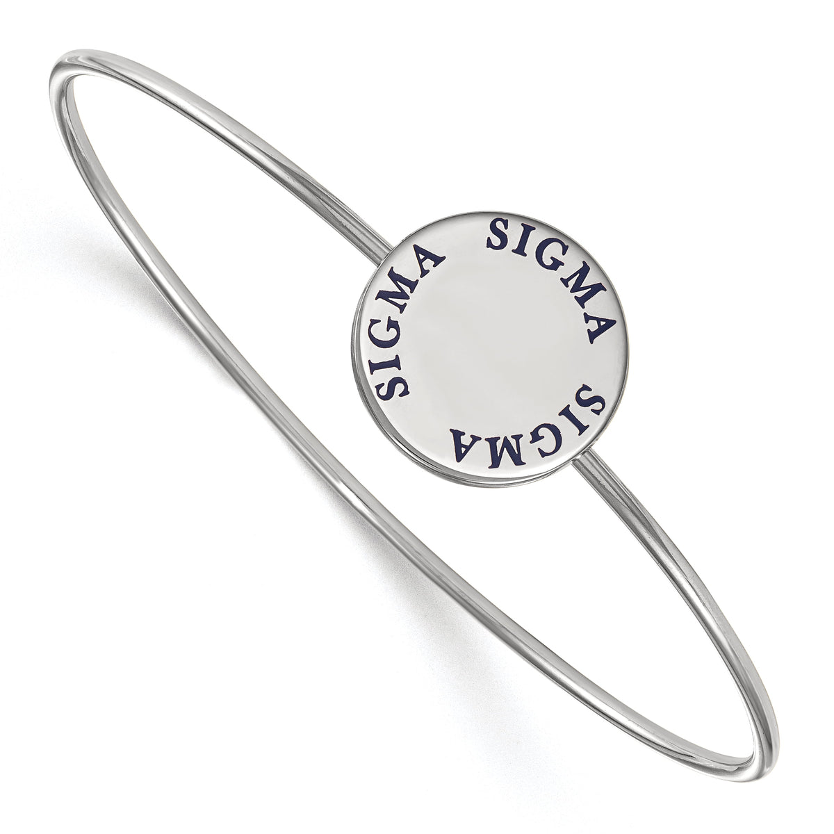 Sterling Silver Official Licensed Greek Sororities 7in Sigma Sigma Sigma (???) Enameled Slip-on Bangle