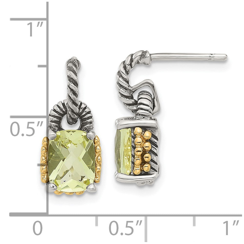 Sterling Silver w/ 14k Accent Lemon Quartz Dangle Earrings
