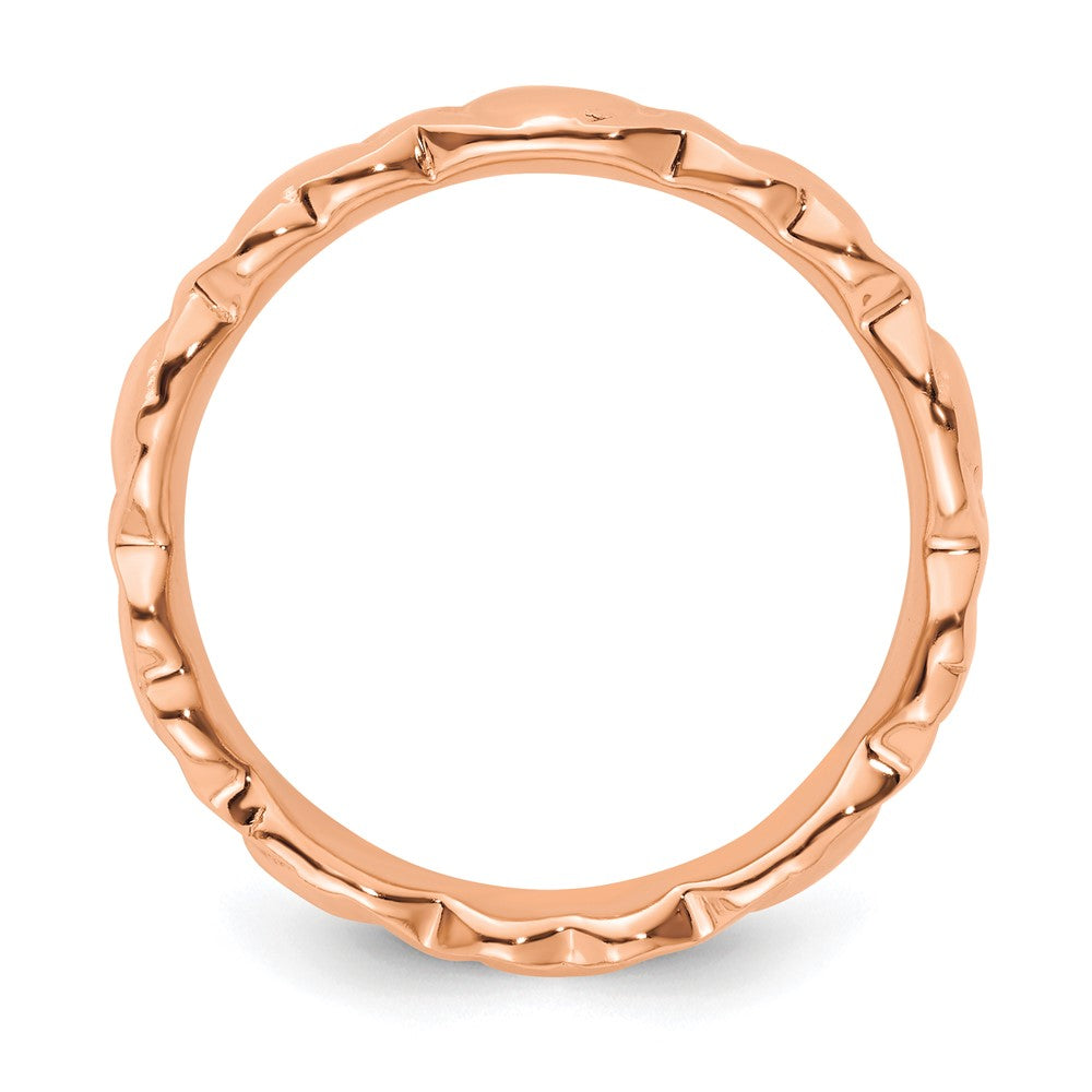Sterling Silver Stackable Expressions Pink-plated Hearts Ring Size -5