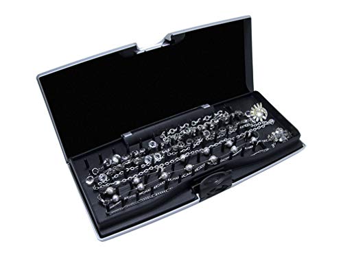 Silver-tone ABS Smartr Large Jewelry Case with Tangle-Free Soft Peg System for Necklaces GM5977