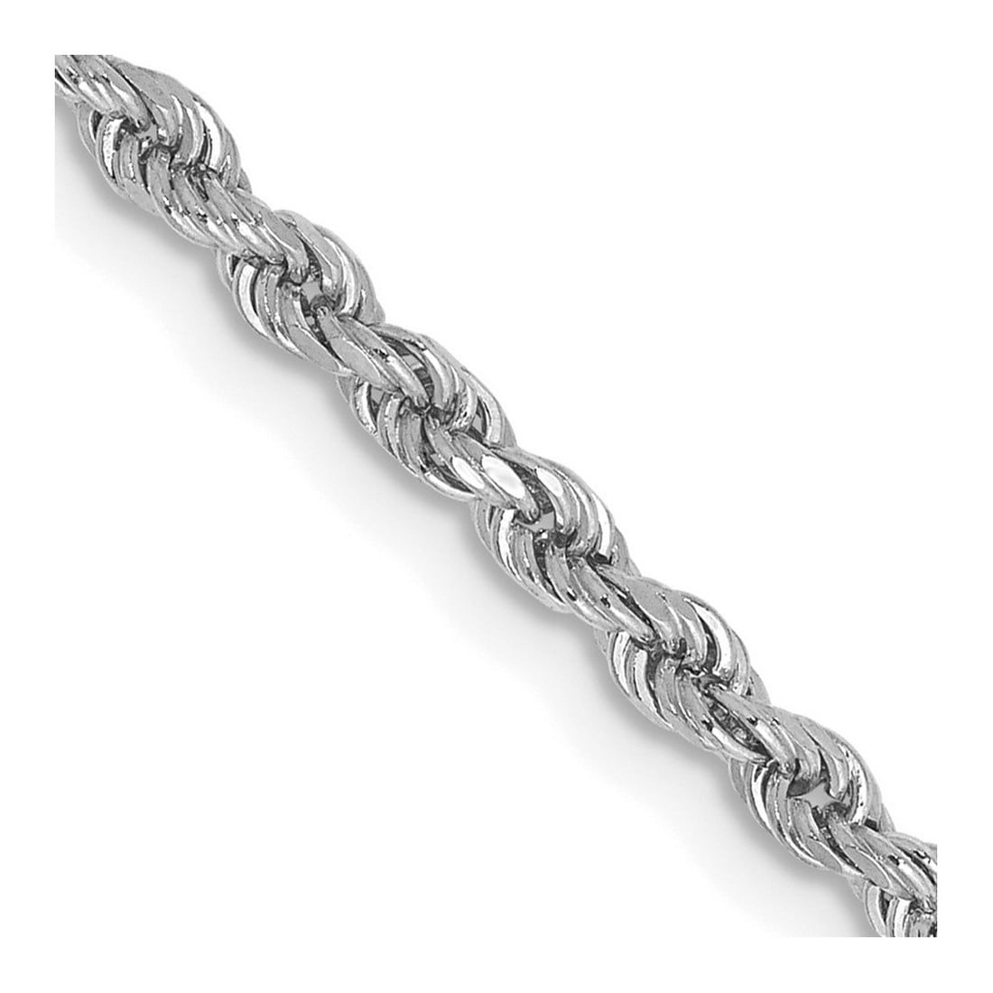14K White Gold 20 inch 2.25mm Diamond-cut Rope with Lobster Clasp Chain