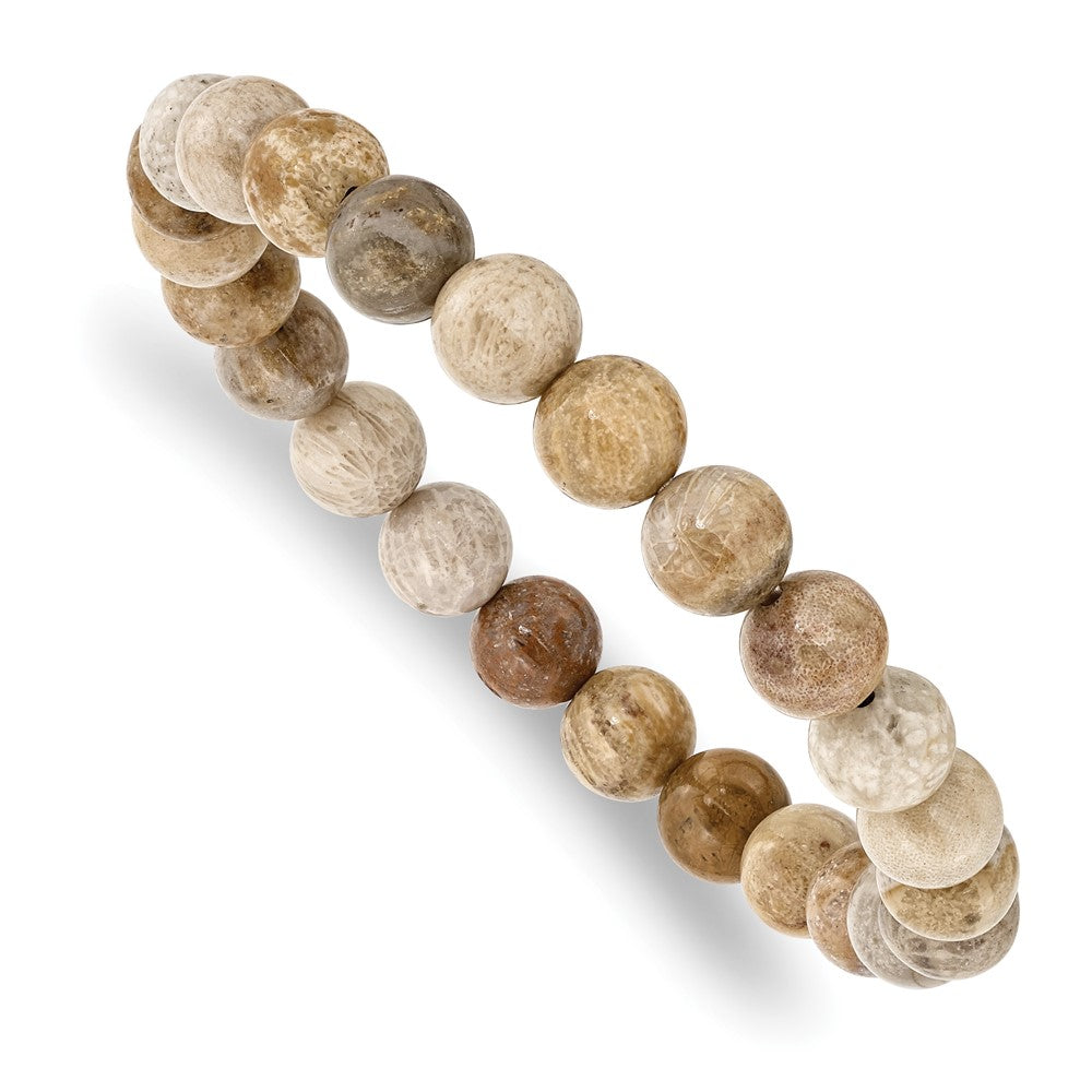 Beaded Stretch Chrysanthemum Agate Bracelet 7 inches