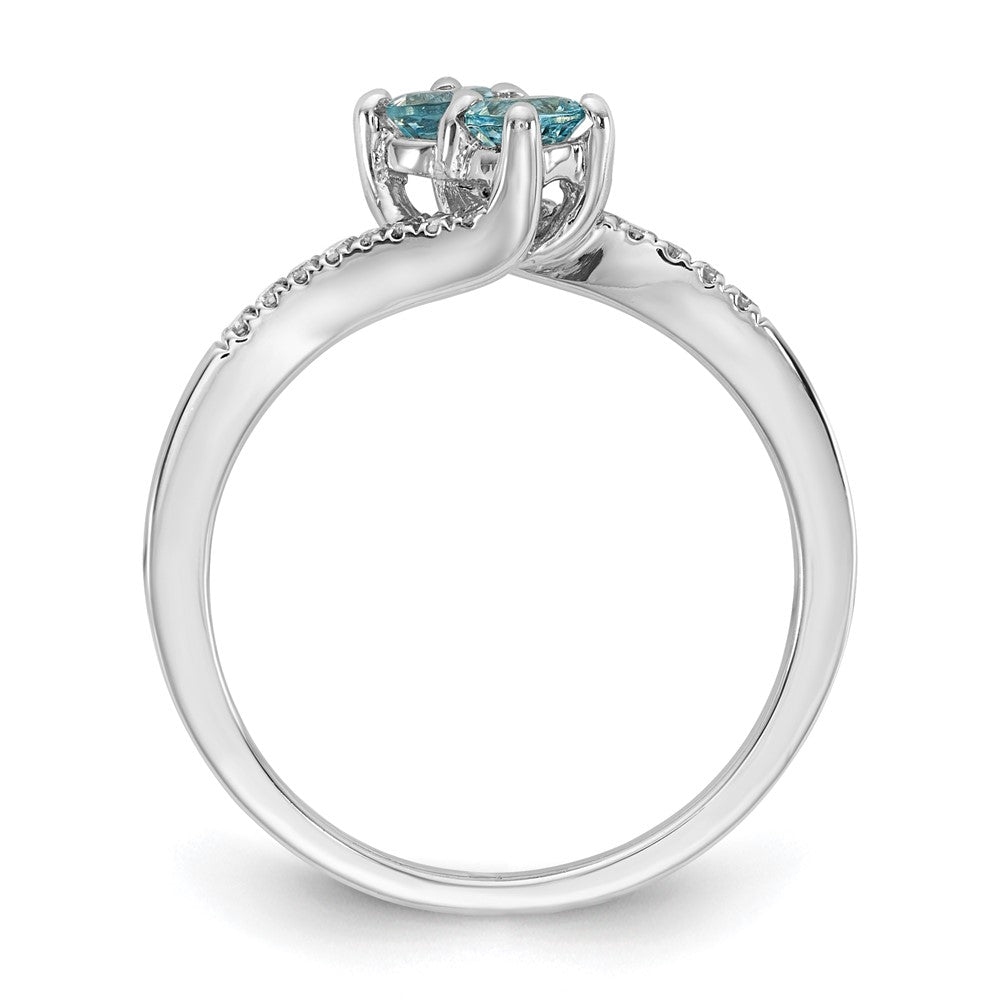 Sterling Silver Aquamarine & Diamond Ring