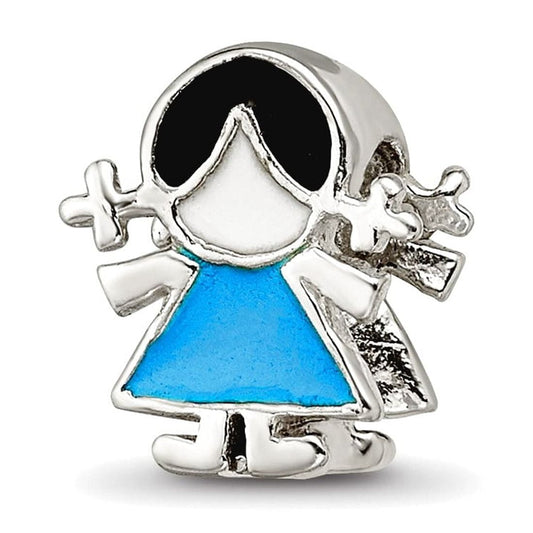 925 Sterling Silver Reflections Blue Dress Bead Charm 10x8.18mm Wide Pendant Necklace for Women