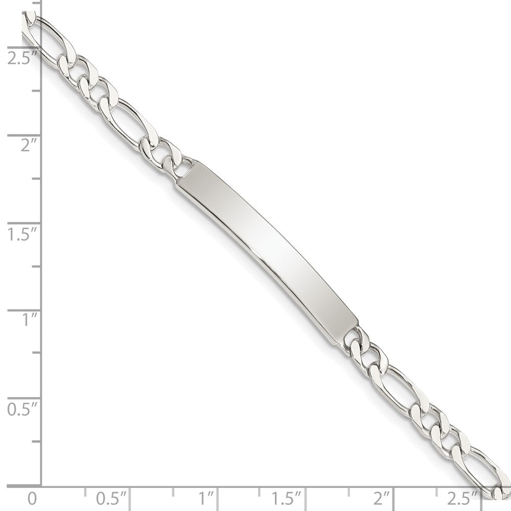 Sterling Silver 8inch Polished Engraveable Figaro Link ID Bracelet 8 inches