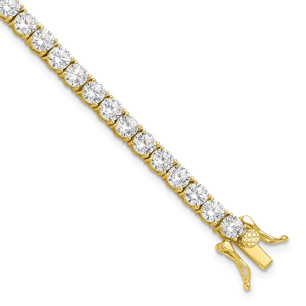 Sterling Silver Gold-tone 4mm CZ 7.5in Tennis Bracelet 8 inches