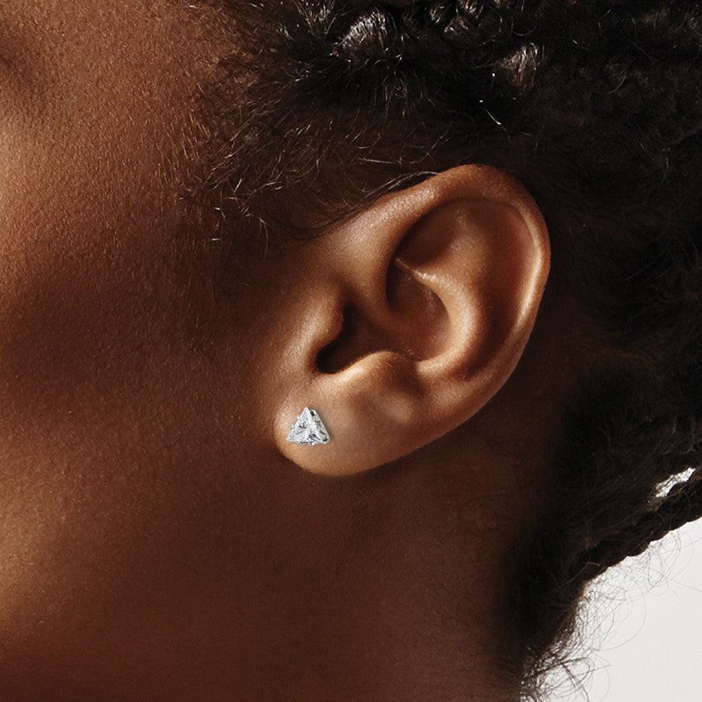 Stainless Steel Polished 5mm Triangle CZ Stud Post Earrings