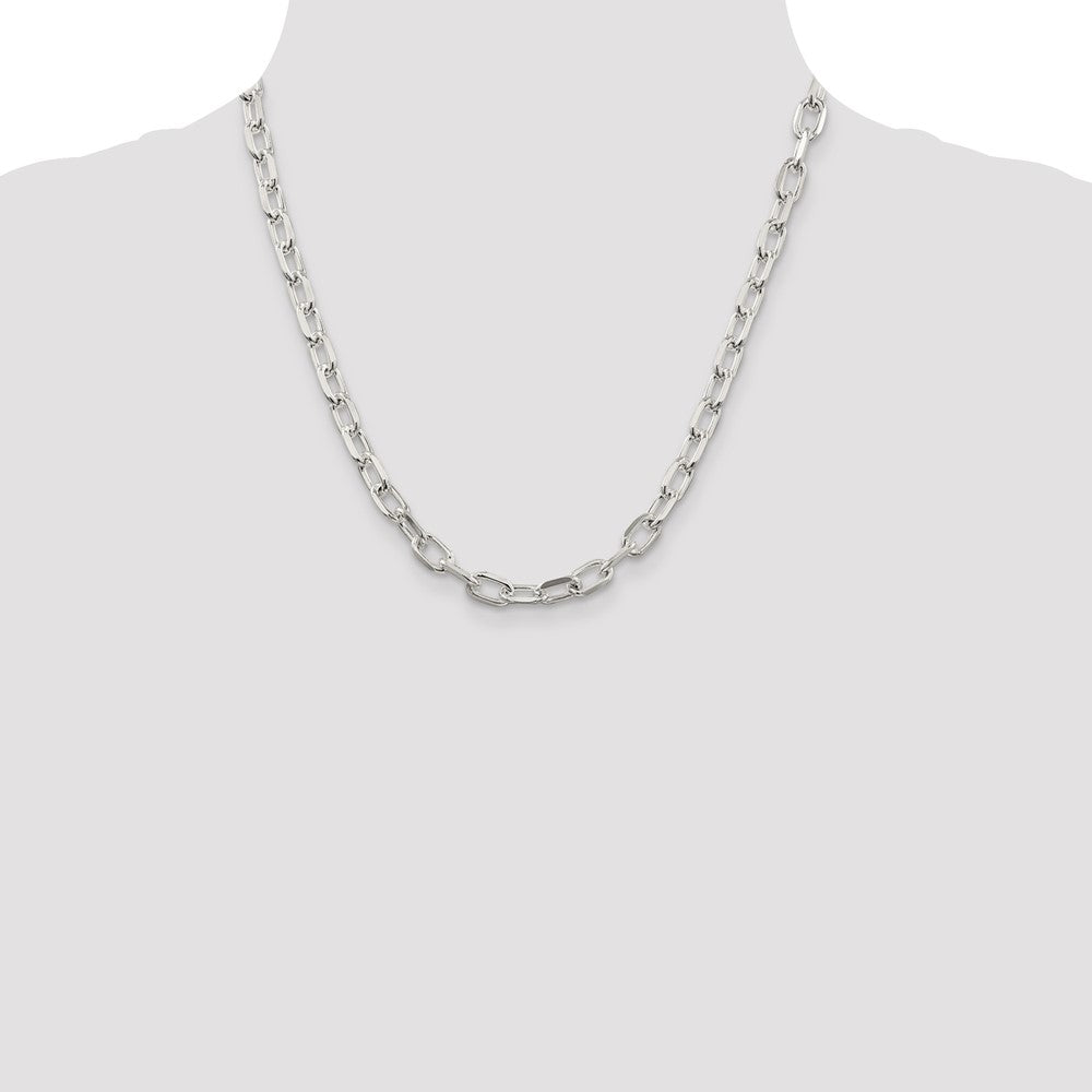 Sterling Silver 6.65mm Diamond-cut Long Link Cable Chain 20 Inches