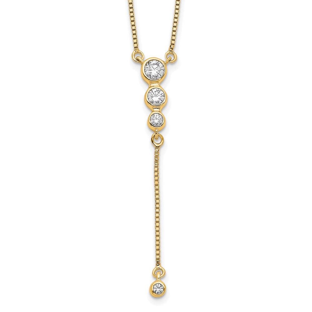 14k Diamond 3-stone w/dangle 18 inch Necklace