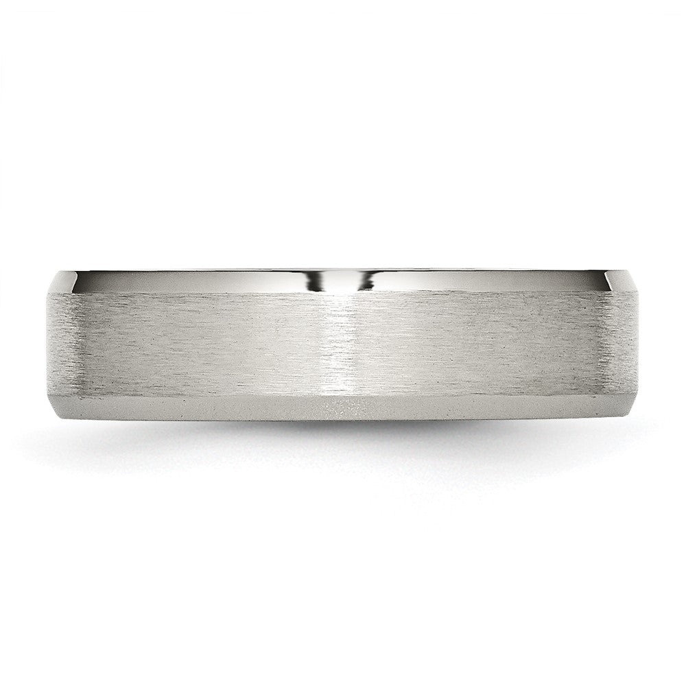 Stainless Steel Brushed and Polished 6mm Flat Beveled Edge Band Size - 10