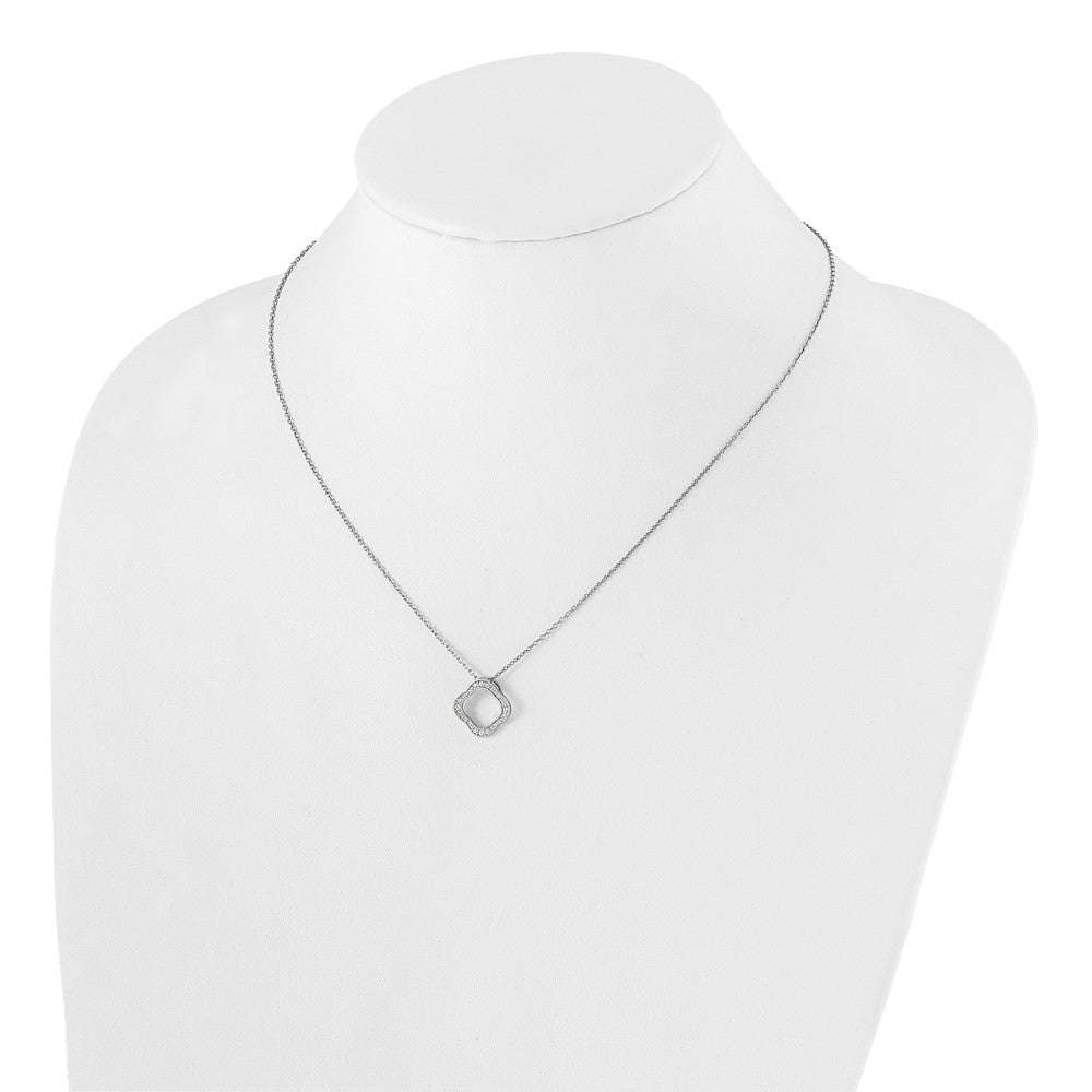 True Origin 14k White Gold 1/6 carat Lab Grown Diamond VS DEF 18 inch Quatrefoil Floral Necklace