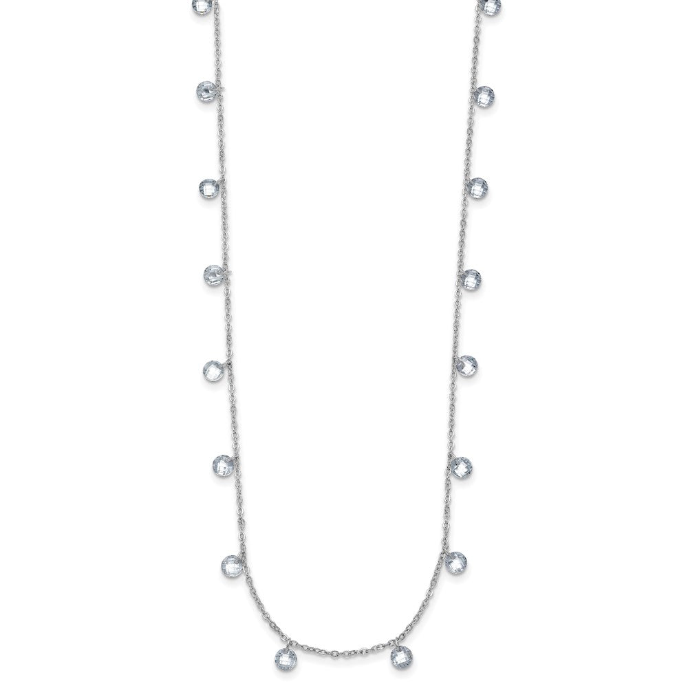 Sterling Silver Rhodium-plated CZ w/1in ext. Necklace