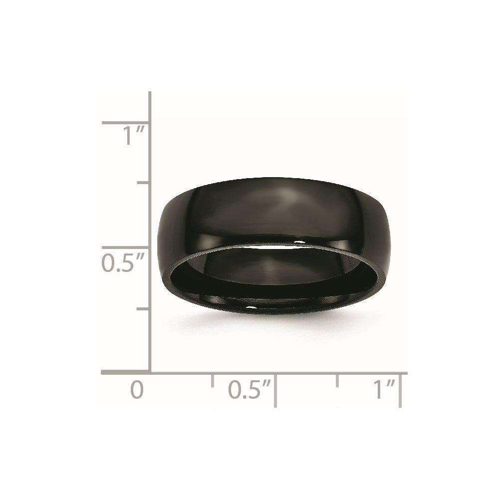 Stainless Steel 7mm Black IP-plated Polished Band Size - 8