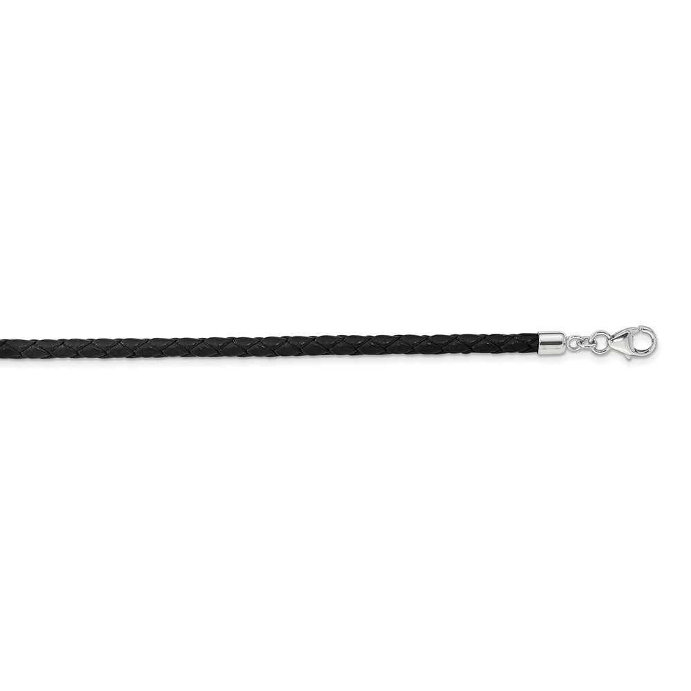 SS Reflections Black Leather Rh-plated 14in w/2in ext Choker/Wrap Bracelet 14 inches