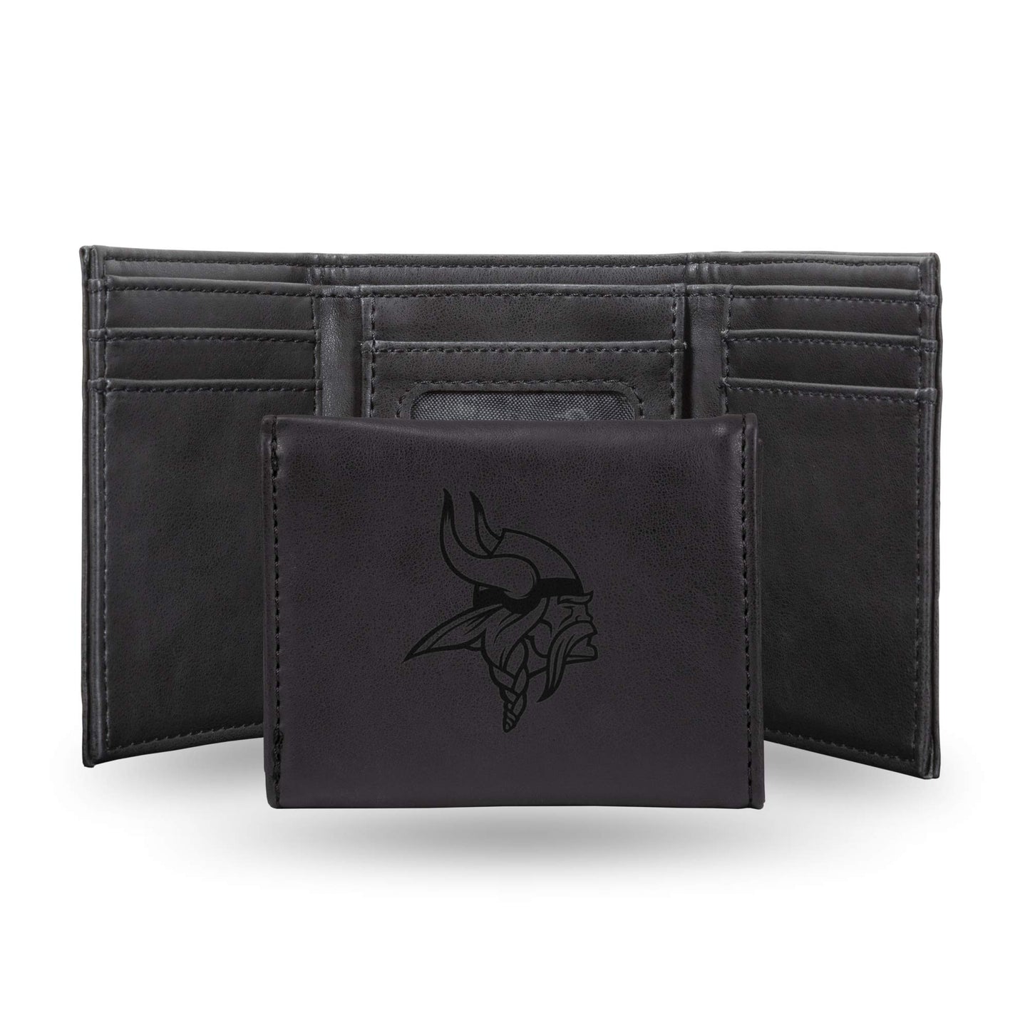 Minnesota Vikings Black Laser Engraved Tri-Fold Wallet - Men's Accessory