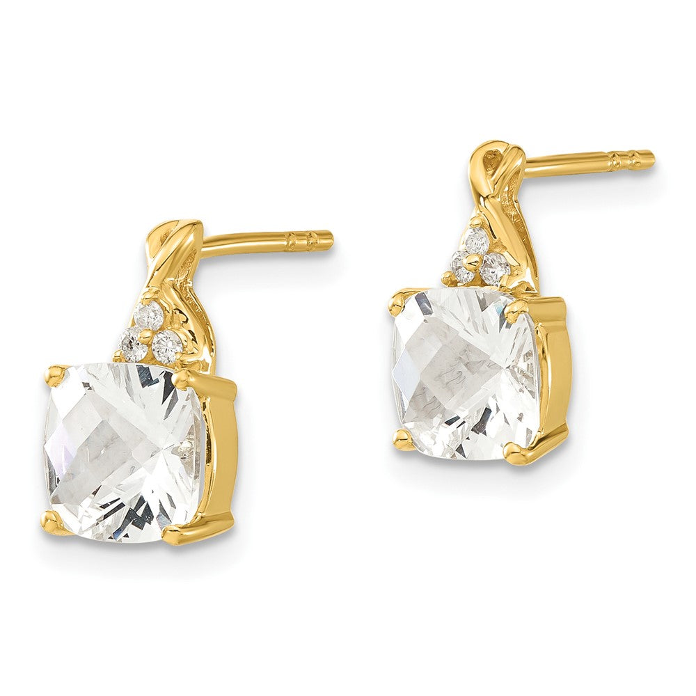 14ky Synthetic White Topaz & Diamond Earrings