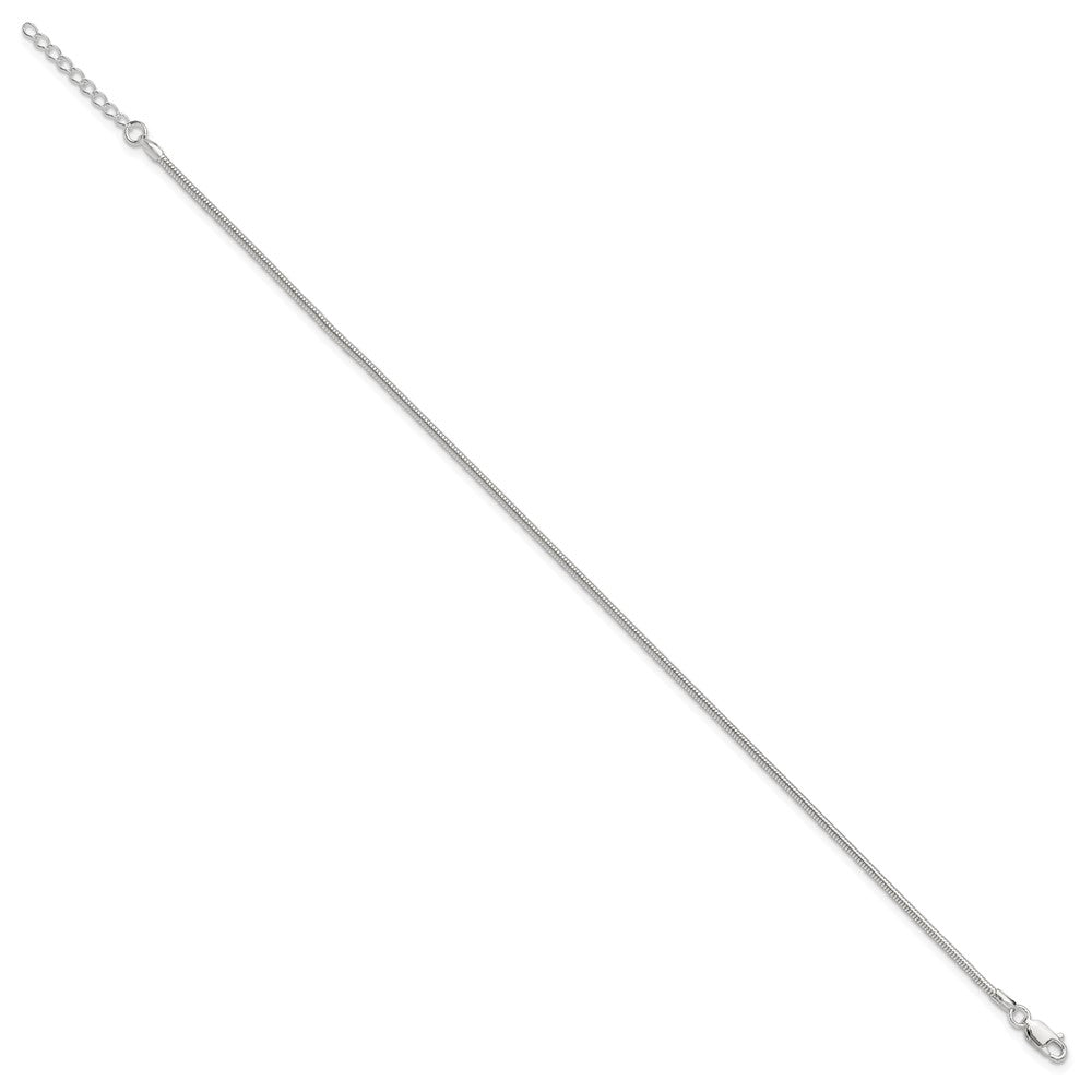 Sterling Silver 1.5mm Round Snake Chain 9in Plus 1in ext. Anklet 9 inches
