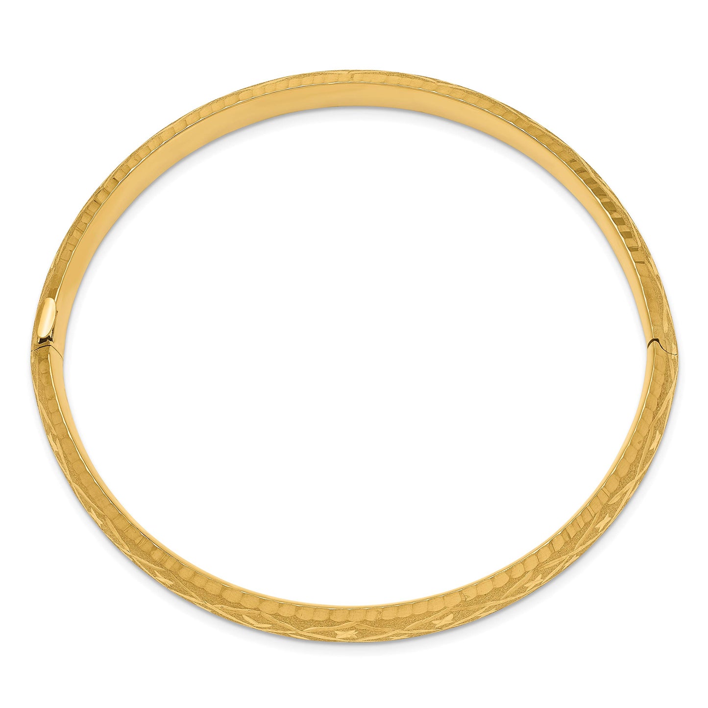 14k 5/16 Diamond-cut Fancy 8.75mm Hinged Oval Bangle Bracelet
