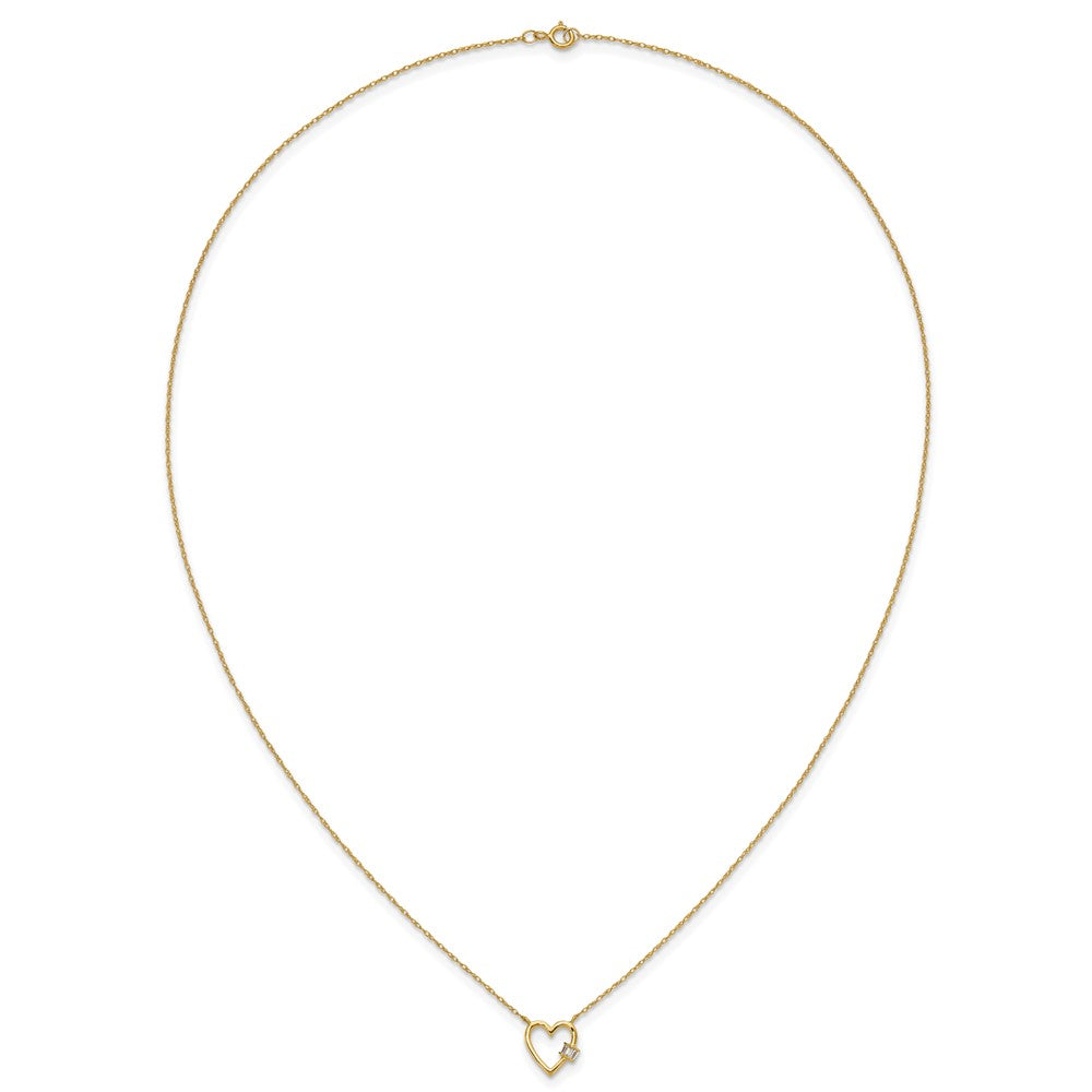 10K Polished CZ Heart Necklace