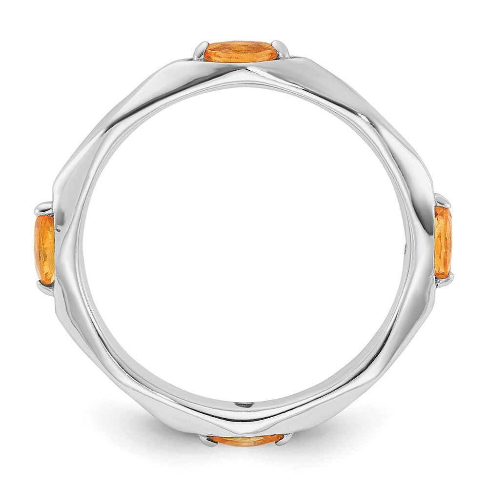 Sterling Silver Stackable Expressions Rhodium-plated Citrine Ring Size -7