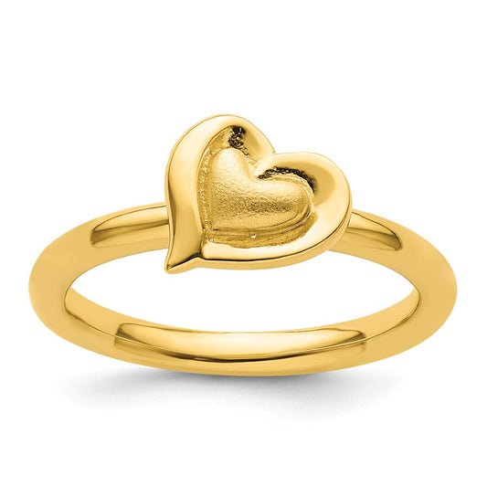 Sterling Silver Stackable Expressions Gold-plated Heart Ring Size -6