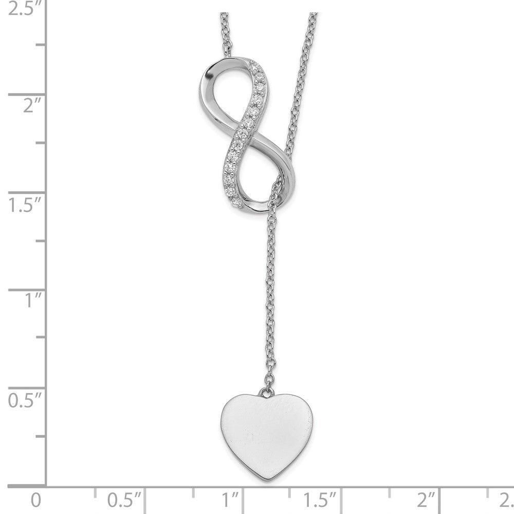 Sterling Silver RH-plated CZ Infinity/Heart w/2in ext. Y-Necklace 16 Inches