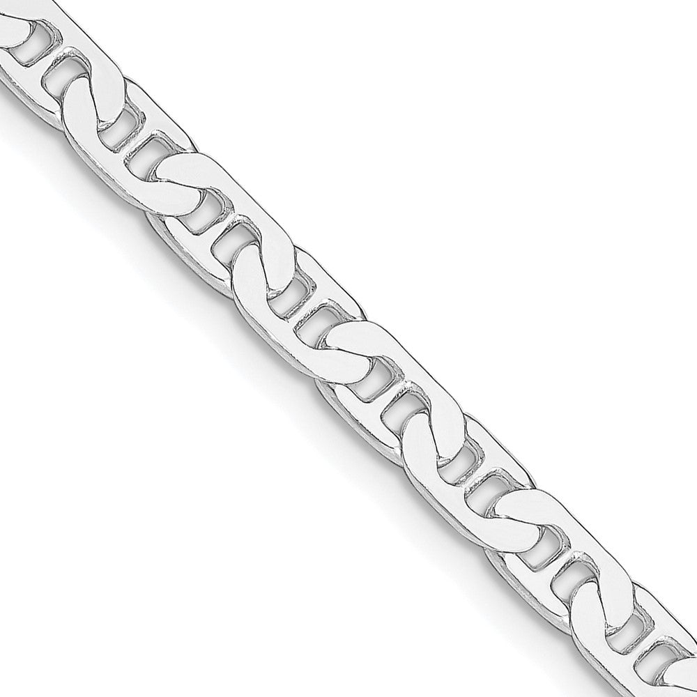 Sterling Silver Rhodium-plated 4.5mm Flat Anchor Chain 18 Inches