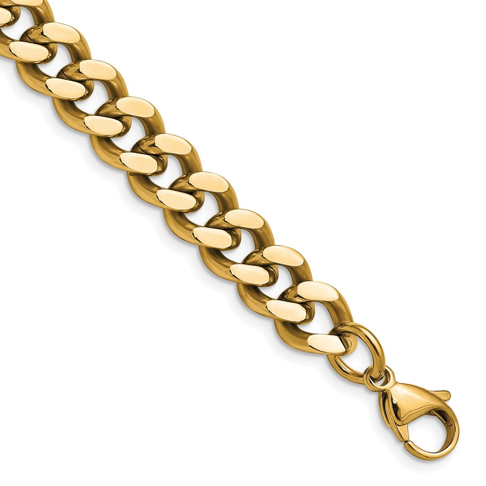 Chisel Stainless Steel Polished Yellow IP-plated 9.5mm 7.75 inch Curb Chain 8 inches
