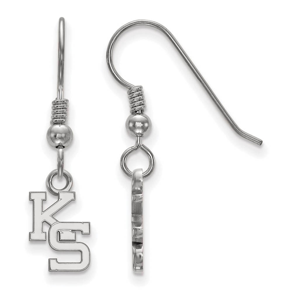 Sterling Silver Rhodium-plated LogoArt Kansas State University K-S Extra Small Dangle Wire Earrings QSS048KSU