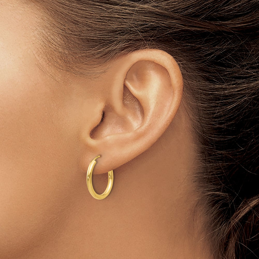 14k Polished Round Endless 2mm Hoop Earrings