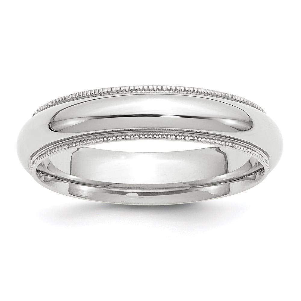 10k White Gold 5mm Milgrain Half Round Comfort Fit Wedding Band Size 7.5 1WMC050