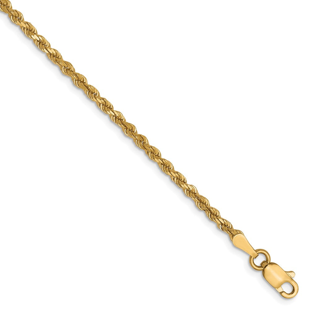 10K 2.25mm Diamond-Cut Rope Chain 7  inches