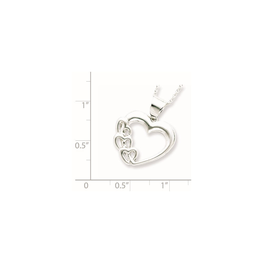 Sterling Silver Rhodium-plated Heart Necklace 18 Inches